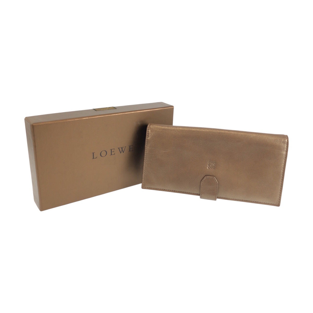 25021
LOEWE ロエベ ブロンズ ゴールド金具 レザー 長財布 ロングウォレット レディース ABP21