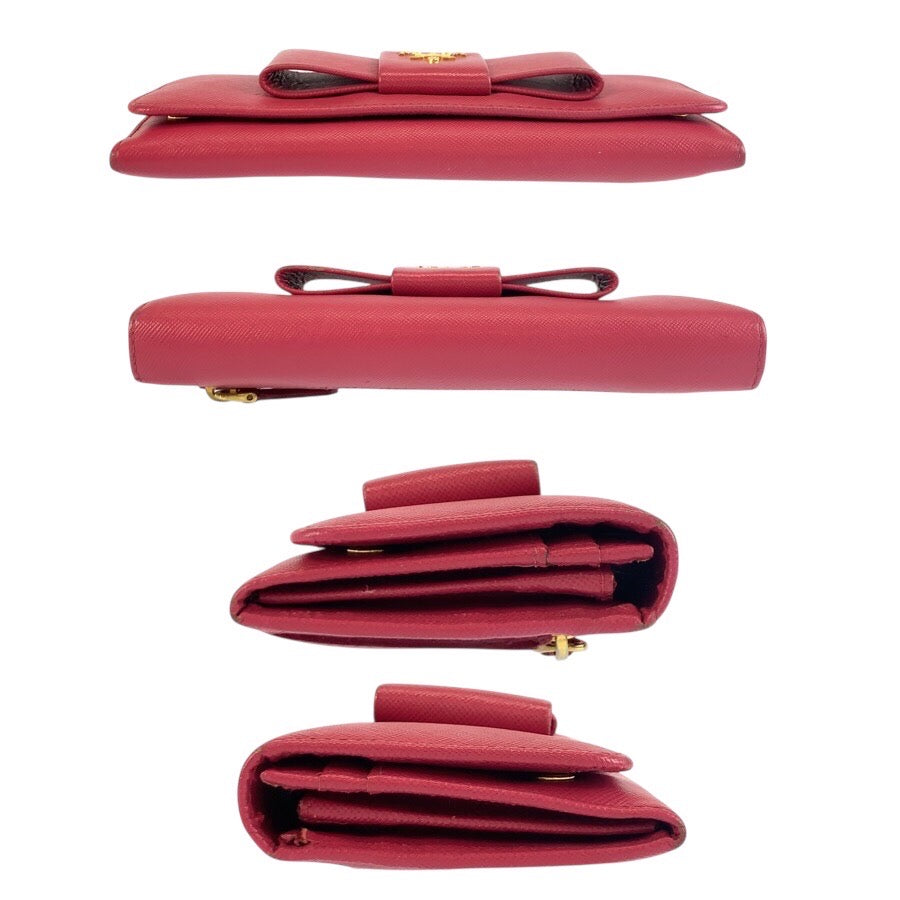25340
PRADA プラダ サフィアーノ リボン ピンク ゴールド金具 レザー 長財布 ロングウォレット レディース AB16