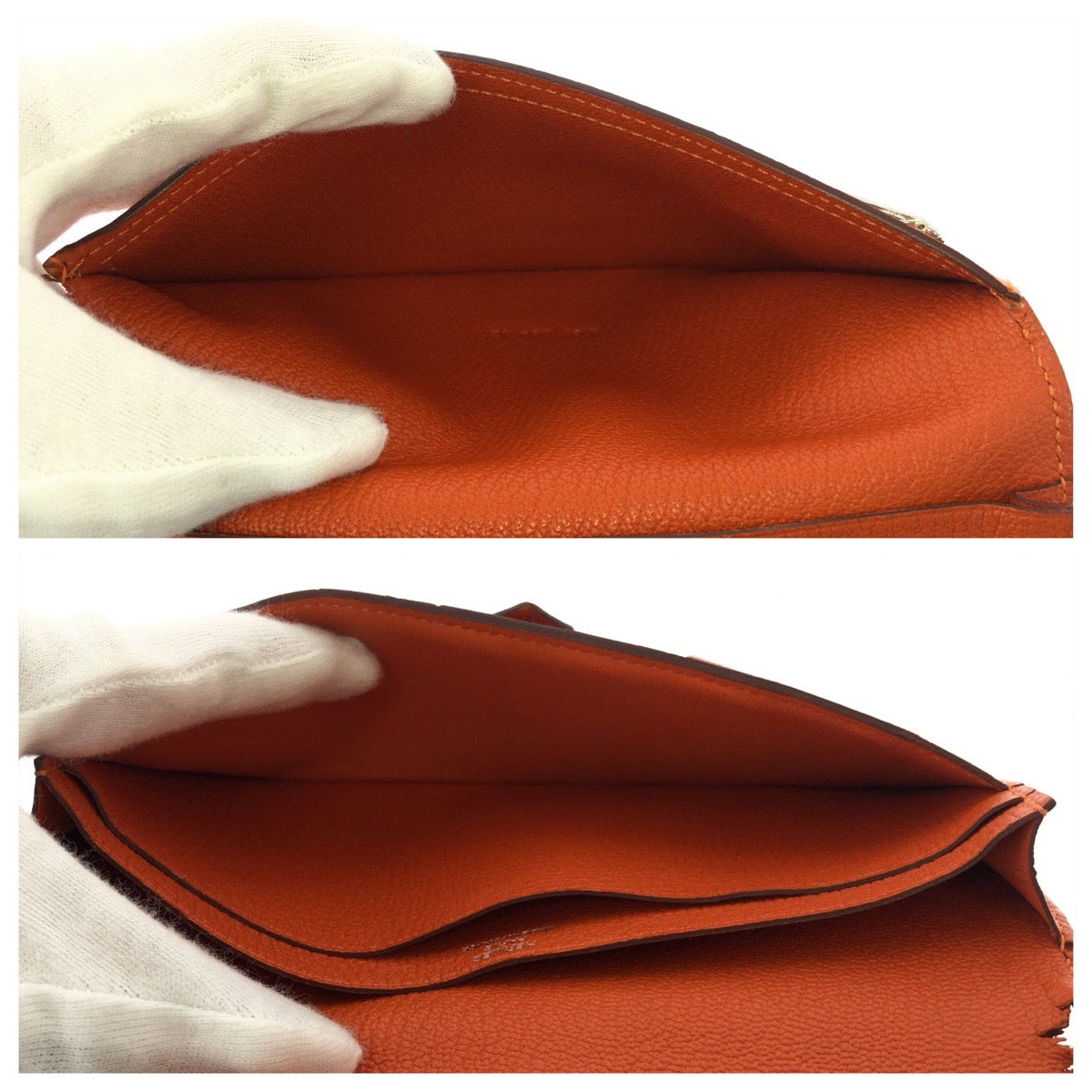 25355
HERMES エルメス ベアンスフレ オレンジ シルバー金具 ヴォーエプソン 長財布 ロングウォレット X刻印 レディース B20