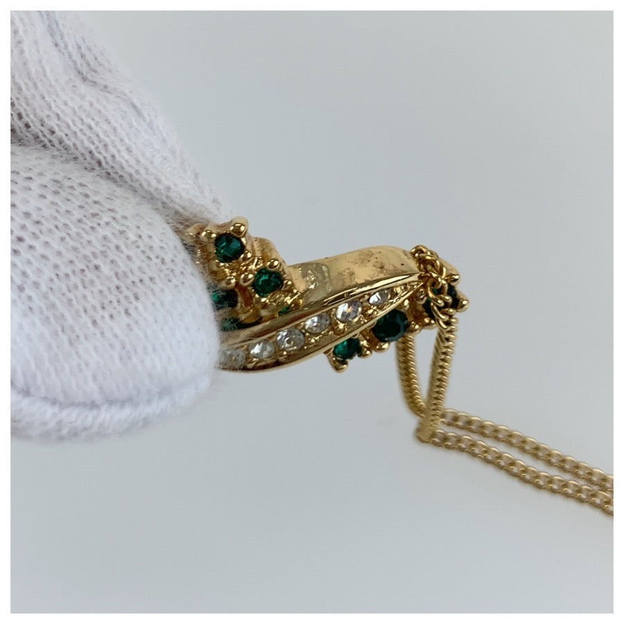 25362
Christian Dior クリスチャンディオール ヴィンテージ ゴールド グリーン メッキ ネックレス レディース A16