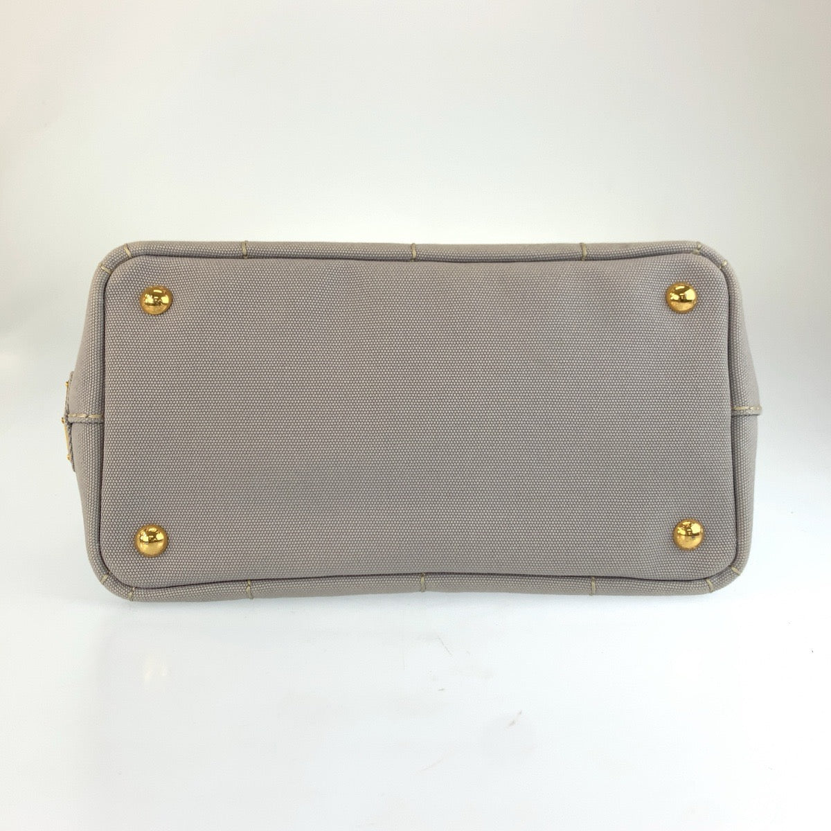25421
PRADA プラダ カナパ 三角ロゴプレート グレー ゴールド金具 キャンバス トートバッグ ショルダーバッグ 2way レディース ABP58