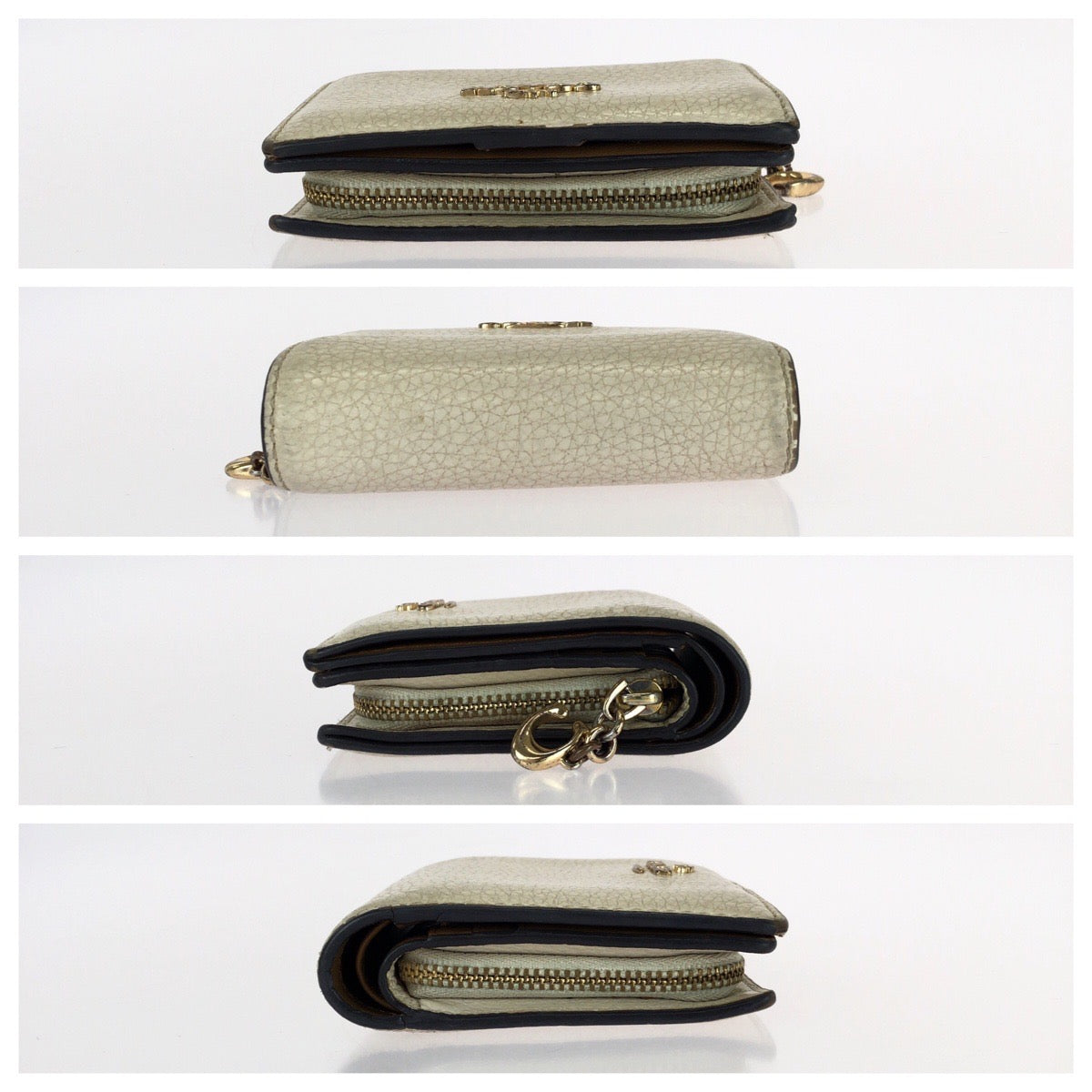 25436
COACH コーチ オフホワイト ゴールド金具 レザー 折財布 コンパクトウォレット レディース AB1