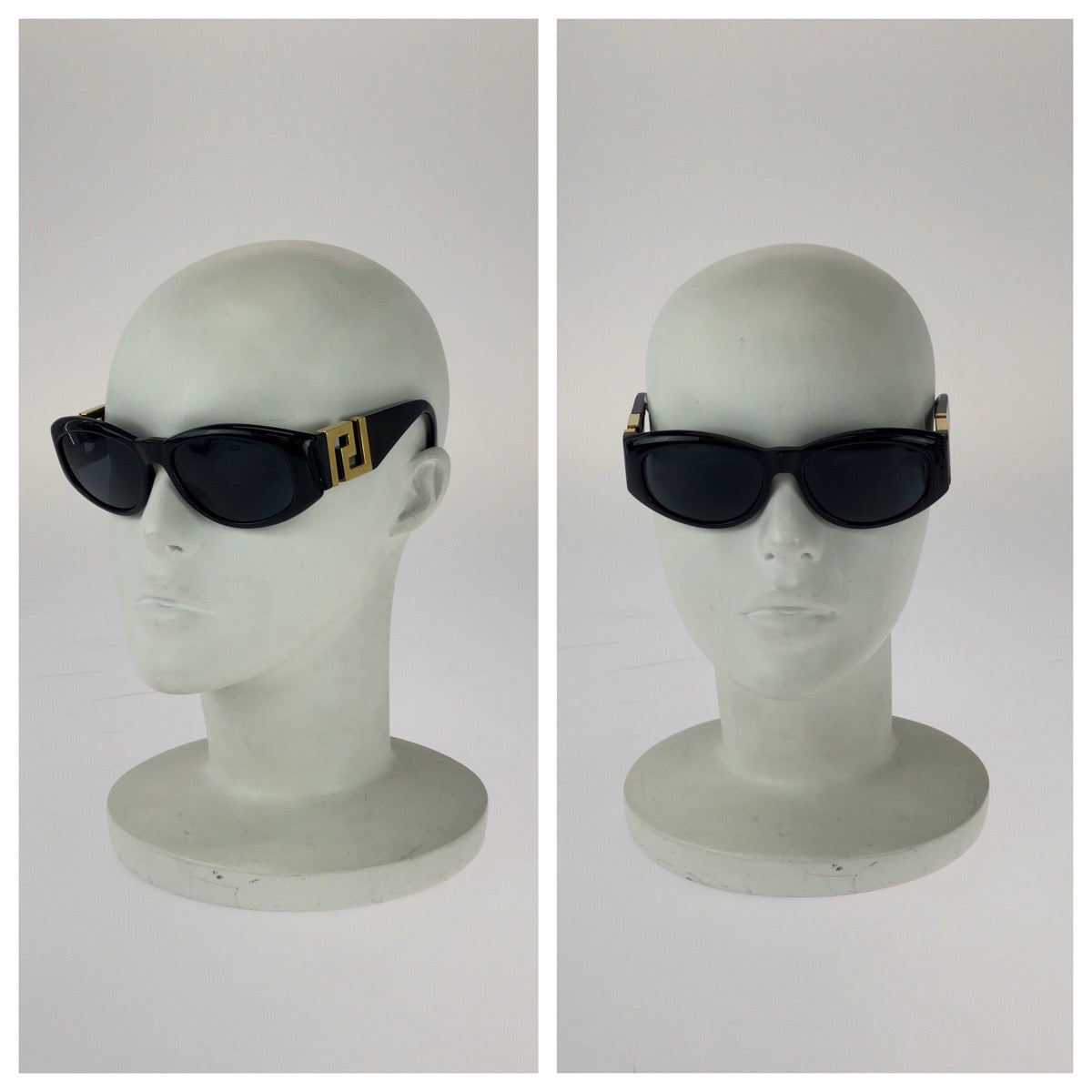 25490
VERSACE ヴェルサーチ ヴィンテージ グレカ ブラック 黒 ゴールド金具 プラスチック / メタル MOD T24 サングラス 男女兼用 ウェリントン レディース A21