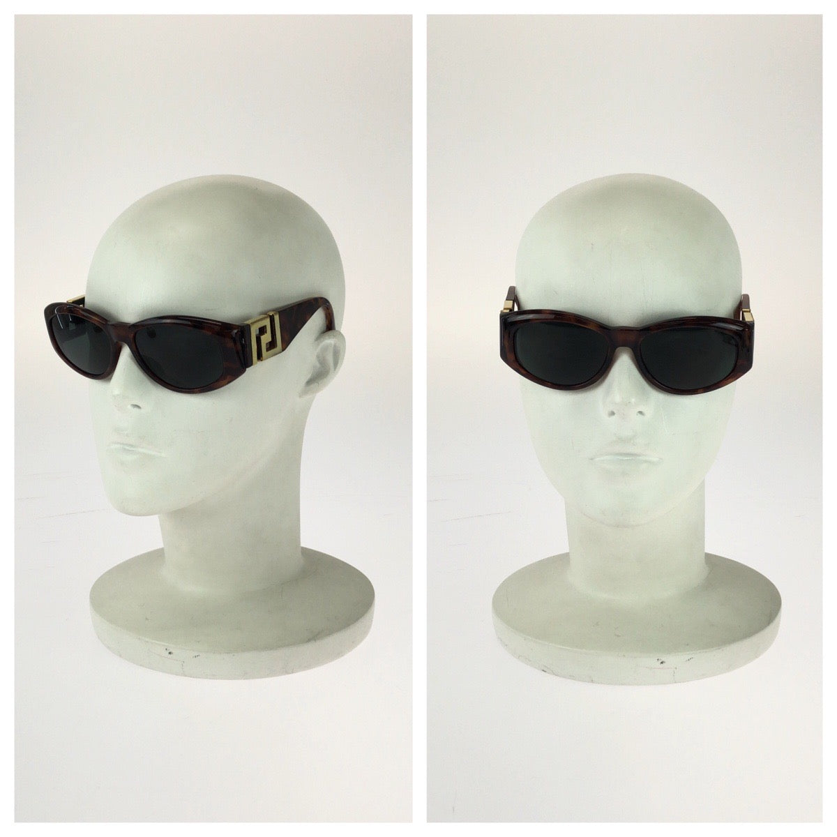 25491
VERSACE ヴェルサーチ ヴィンテージ グレカ ハバナ ブラウン ゴールド金具 プラスチック / メタル MOD T24 サングラス 男女兼用 オーバル レディース A21
