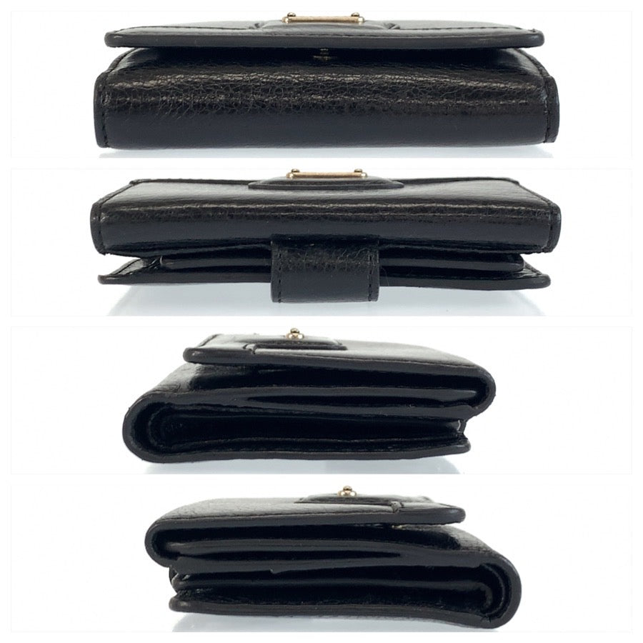 25510
CELINE セリーヌ ブラック 黒 シルバー金具 レザー 折財布 コンパクトウォレット レディース ABP16