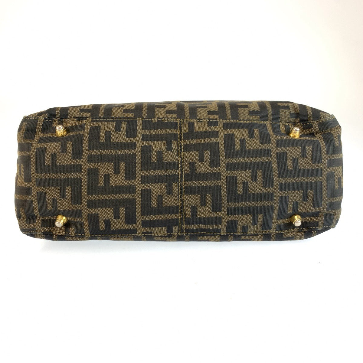 25540
FENDI フェンディ ズッカ ブラウン ゴールド金具 キャンバス トートバッグ ハンドバッグ レディース AB49