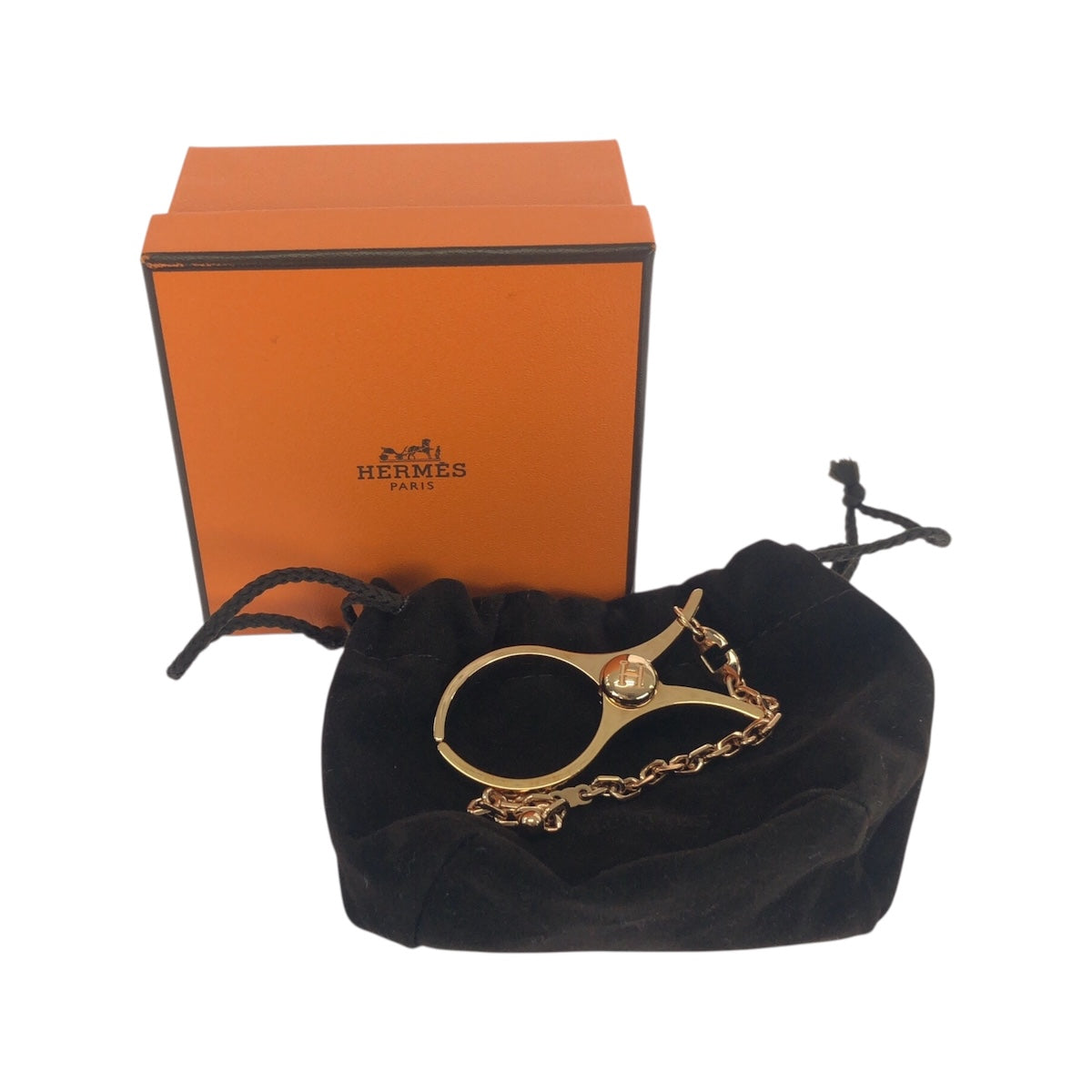 25577
HERMES エルメス グローブホルダー ローズゴールド メタル キーホルダー バッグチャーム レディース S36