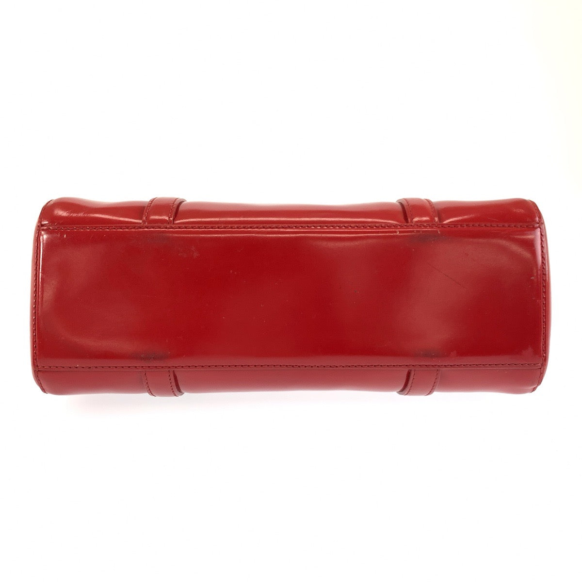 25905
PRADA プラダ レッド シルバー金具 パテントレザー ハンドバッグ トートバッグ レディース AB35