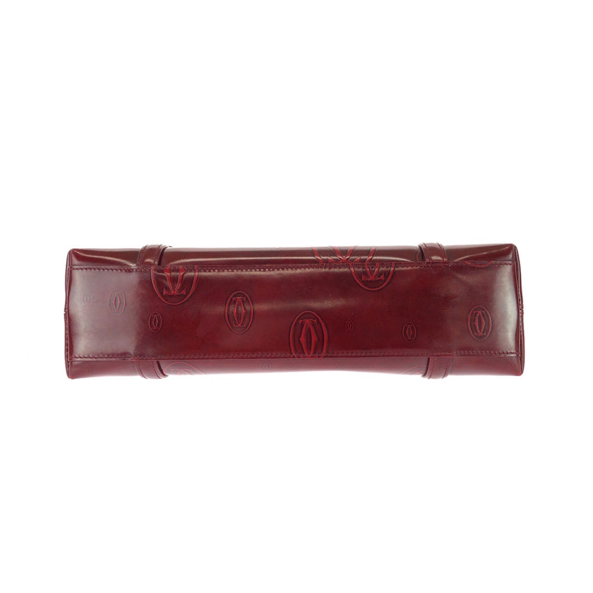 26146
CARTIER カルティエ ハッピーバースデー ワインレッド ボルドー シルバー金具 エナメル ハンドバッグ バニティバッグ レディース ABP37
