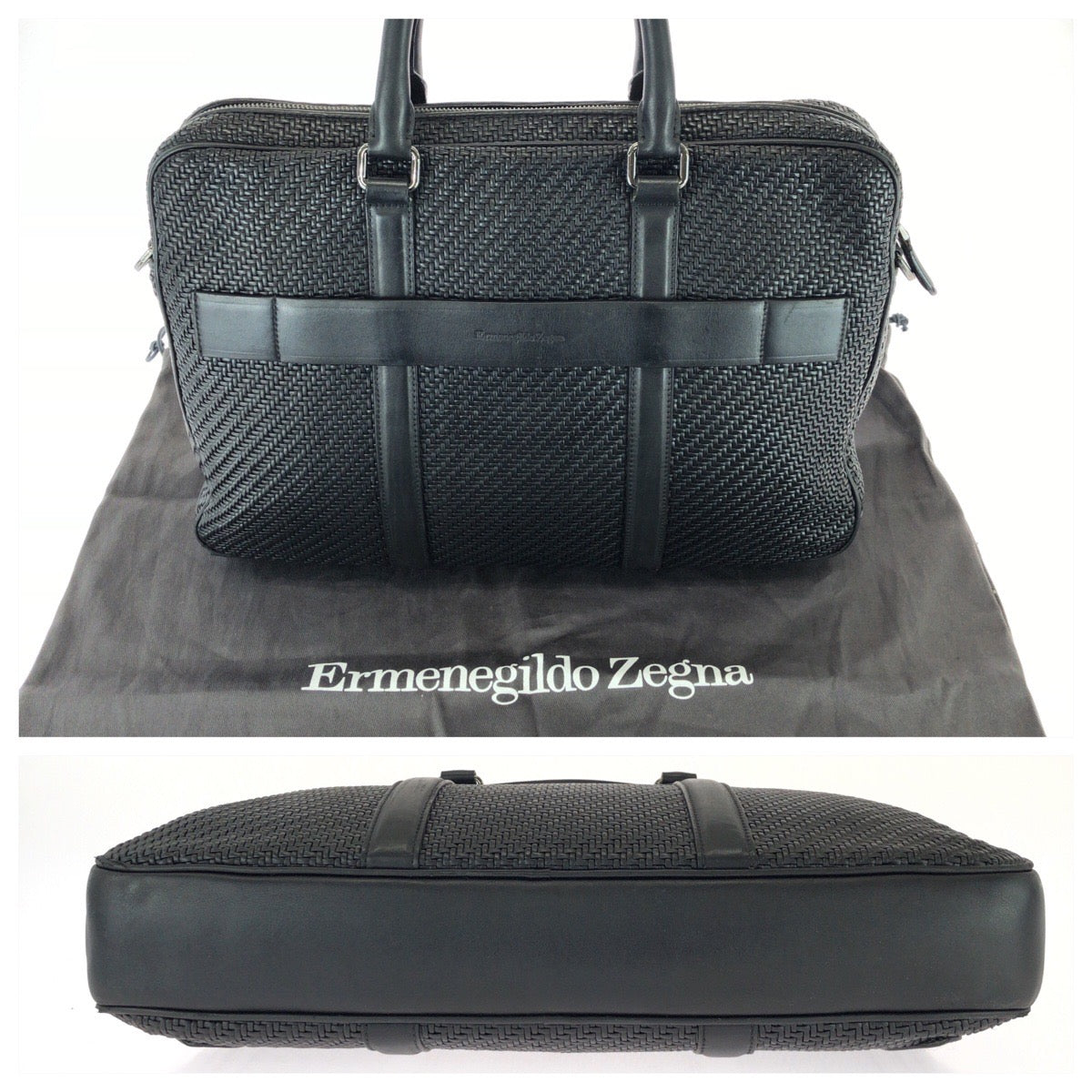 26181
Ermenegildo Zegna エルメネジルド ゼニア ペッレテスータ ブラック 黒 ガンメタ金具 レザー ビジネスバッグ ブリーフケース メンズ AB14