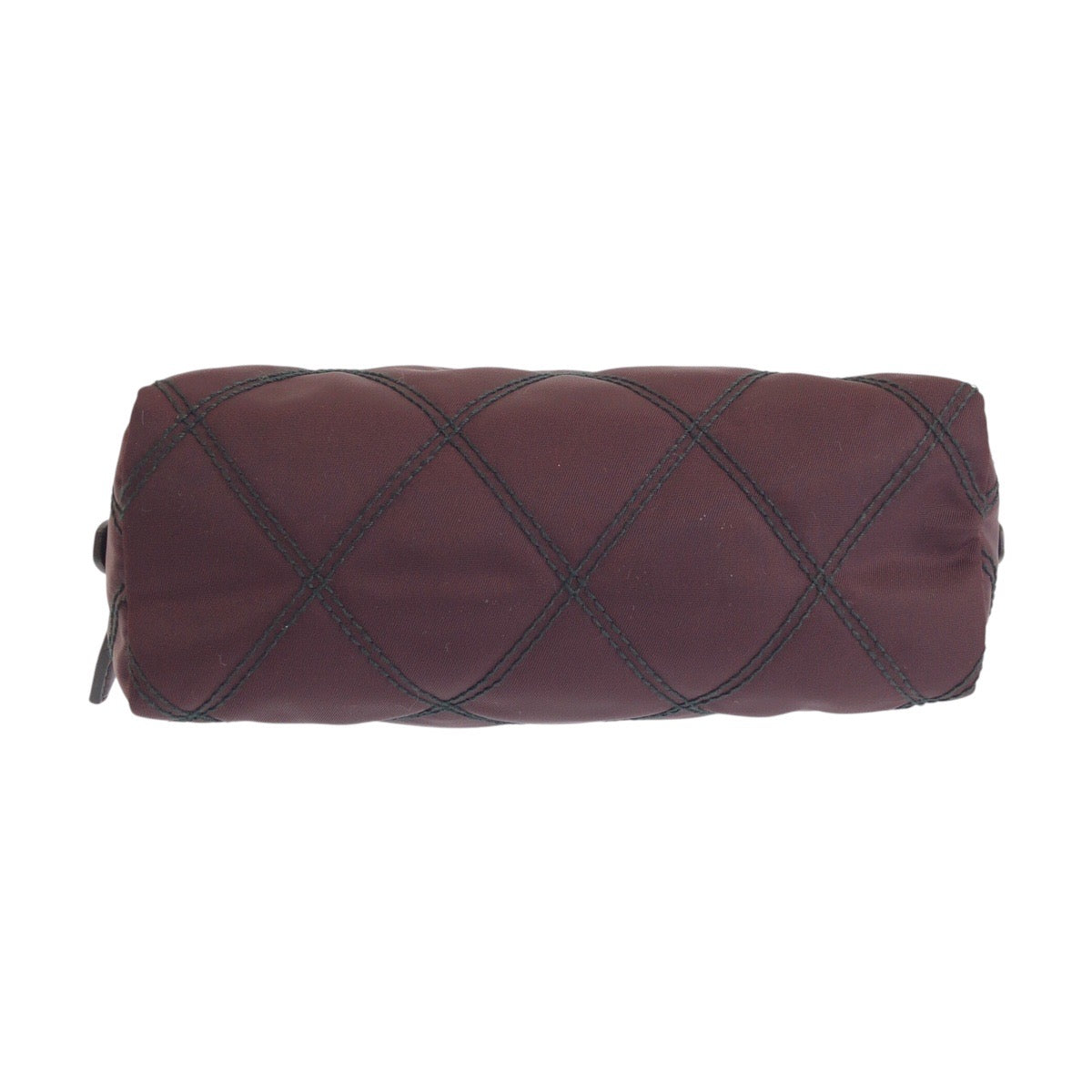 26292
PRADA プラダ 三角ロゴプレート テスート ワインレッド ボルドー ゴールド金具 ナイロン / レザー ポーチ 化粧ポーチ リストレット アクセサリーポーチ レディース A23