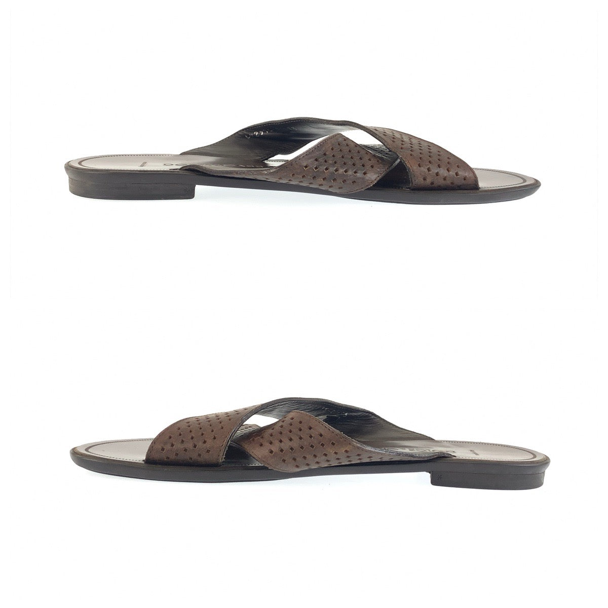26316
DOLCE&GABBANA ドルチェアンドガッバーナ クロスストラップ サイズ7(表記7ですが28cm相当です) ブラウン レザー / パンチングレザー CH2975-A6173 サンダル メンズ AB10