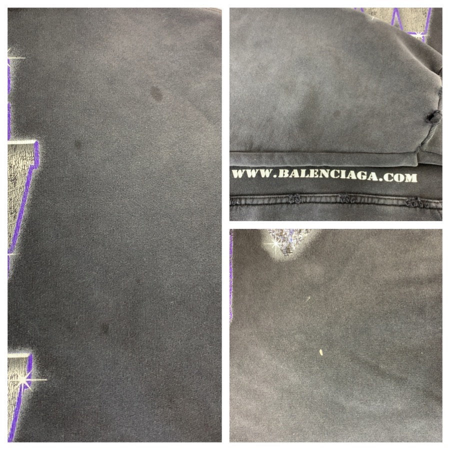 26317
BALENCIAGA バレンシアガ BALENCIAGA SNBN ラージフィット フーディ サイズ3 ブラック グレー パープル コットン 739024 パーカー プル プルオーバーパーカー メンズ A63