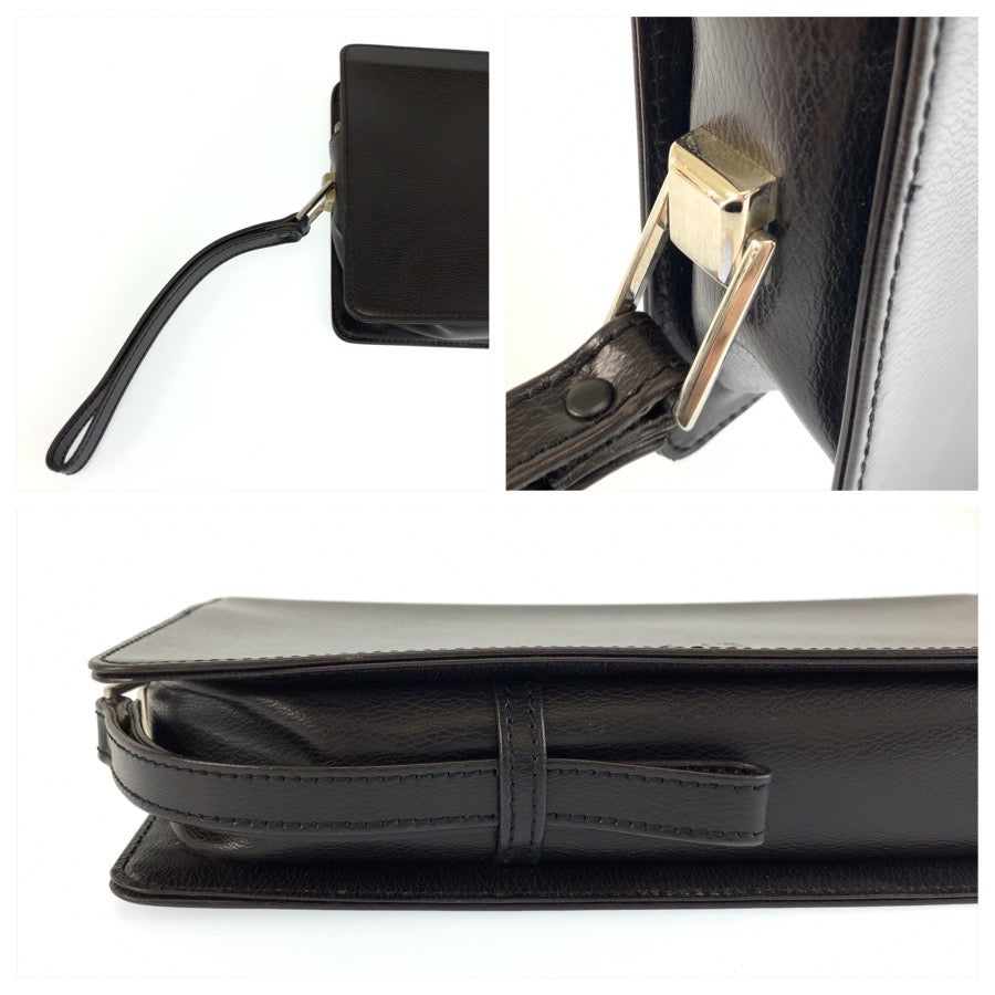 26575
Dunhill ダンヒル ブラウン シルバー金具 レザー クラッチバッグ セカンドバッグ メンズ ABP14