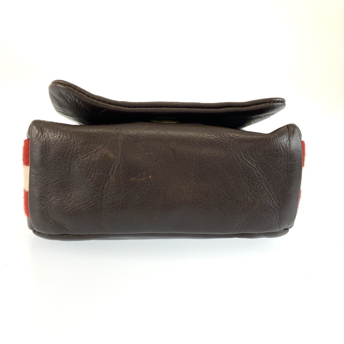 26577
BALLY バリー トレインスポッティング ブラウン レッド ゴールド金具 レザー / キャンバス ショルダーバッグ ポシェット レディース ABP16