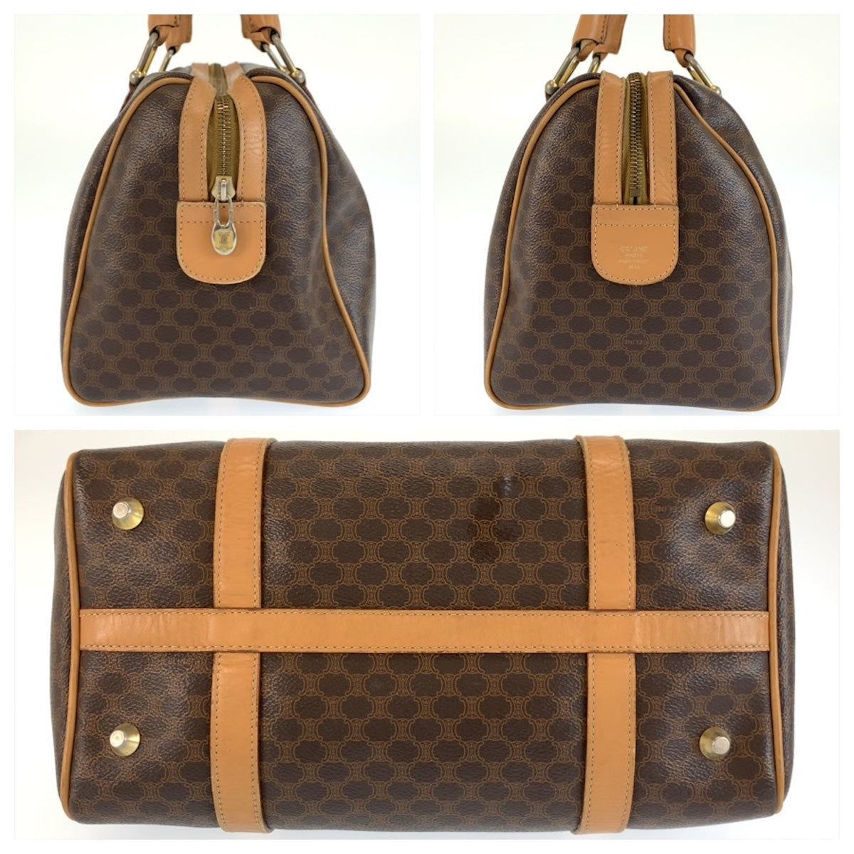 26612
CELINE セリーヌ ヴィンテージ マカダム ブラウン PVC / レザー M14 ハンドバッグ ミニボストンバッグ レディース ABP30