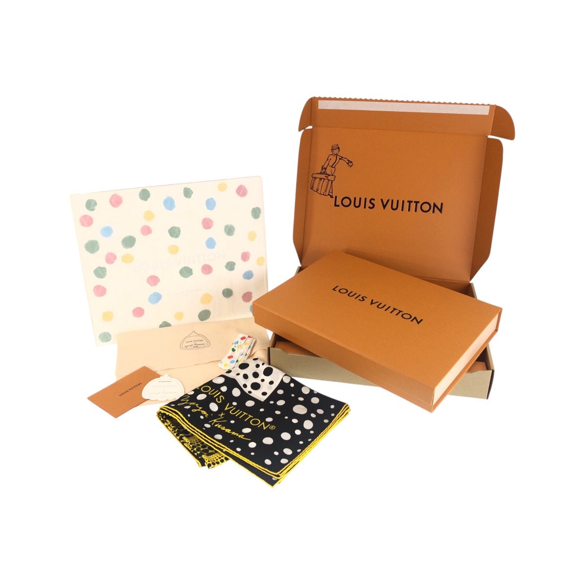 26878
LOUIS VUITTON ルイヴィトン LV×YK インフィニティ ドット ノワール ジョーヌ ブラック イエロー シルク M78288 スカーフ ストール レディース N