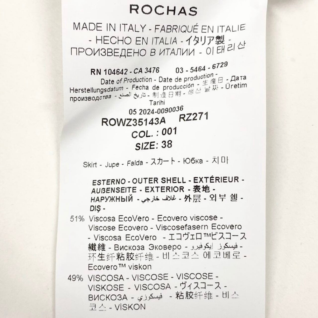 Rochas ロシャス 2024 フローラルプリント ブラック レーヨン フレアスカート レディース S