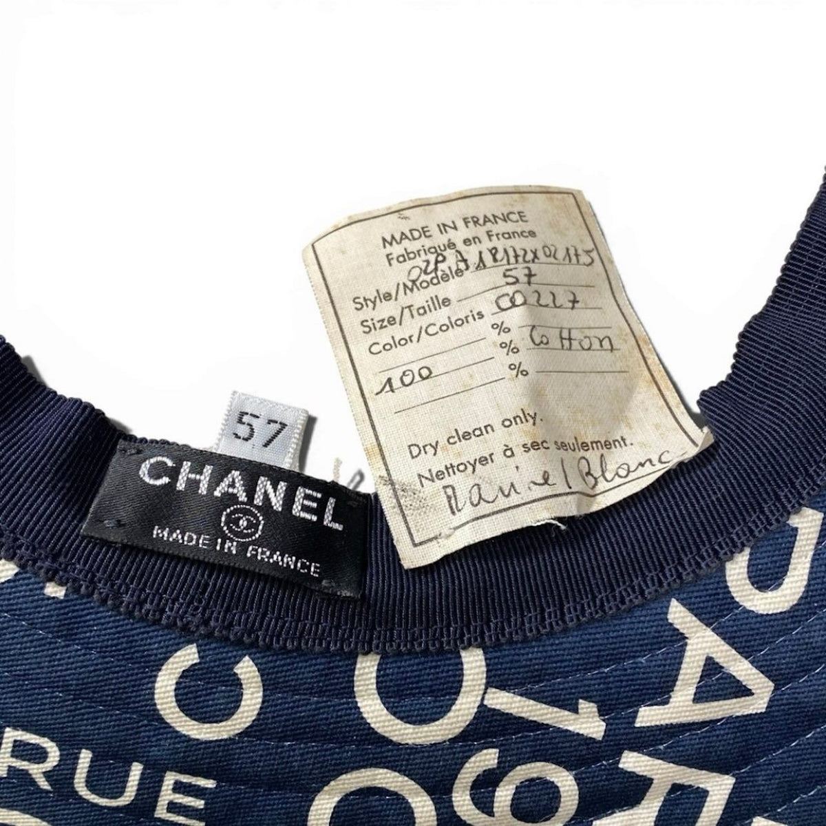 CHANEL シャネル 2002 By Sea Logo Coco Mark Bucket Hat ネイビー コットン ハット レディース AB