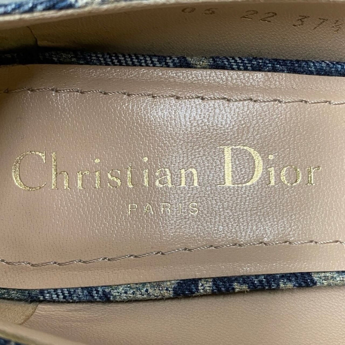 Christian Dior クリスチャンディオール Flower Printed Denim Bellet パンプス ブルー デニム パンプス レディース SA