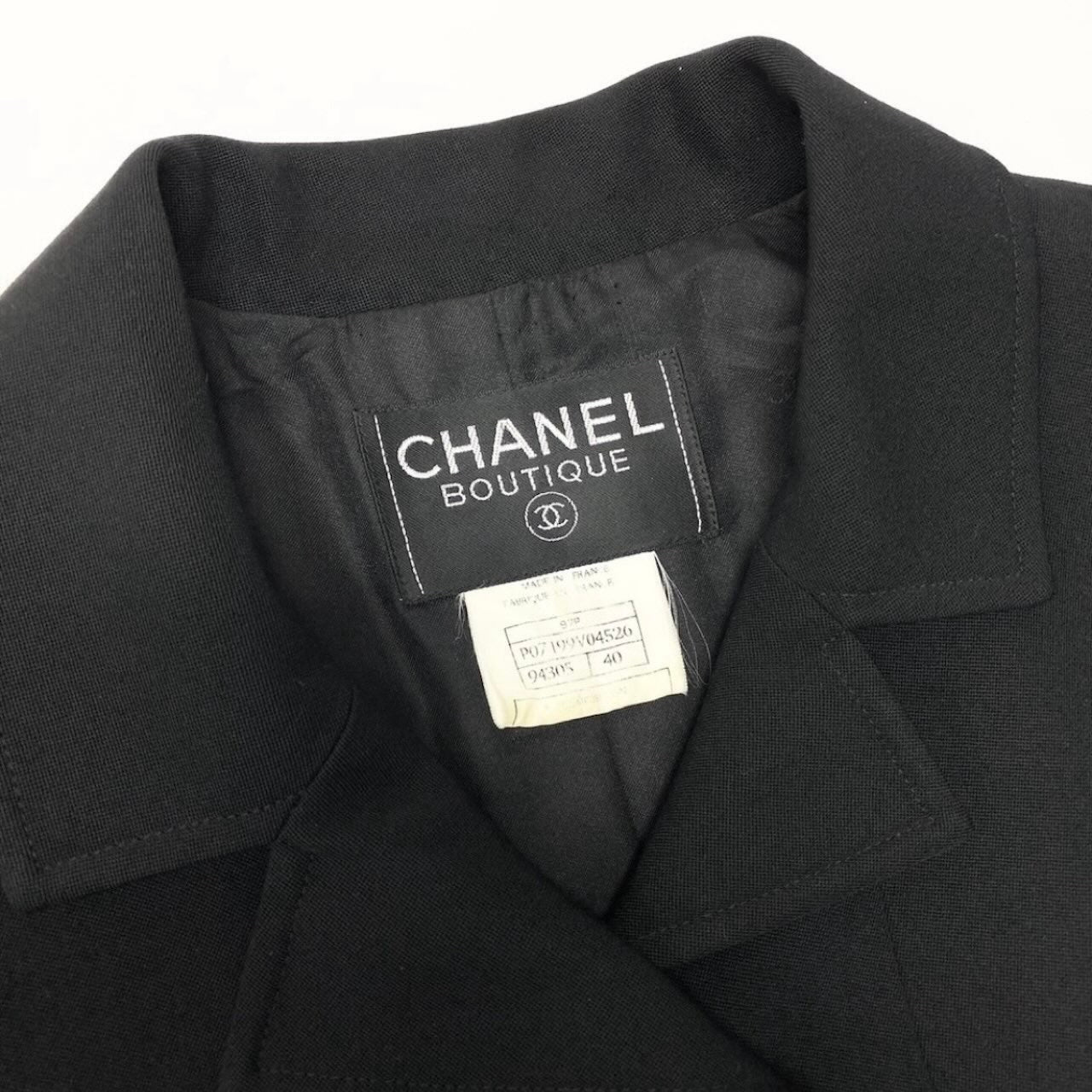 CHANEL シャネル ヴィンテージ スカートセットアップ テーラードジャケット ブラック シルク P07199V04526 セットアップ レディース AB