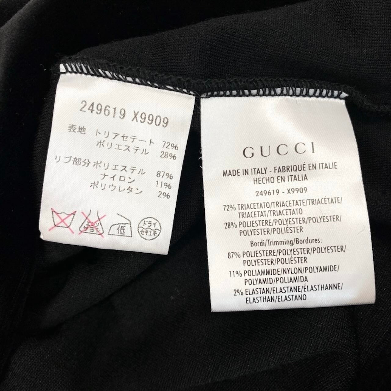 GUCCI グッチ 半袖ベロアドレスワンピース ブラック ポリエステル / ナイロン / トリアセテート PPP13-JF184 ワンピース レディース ABP