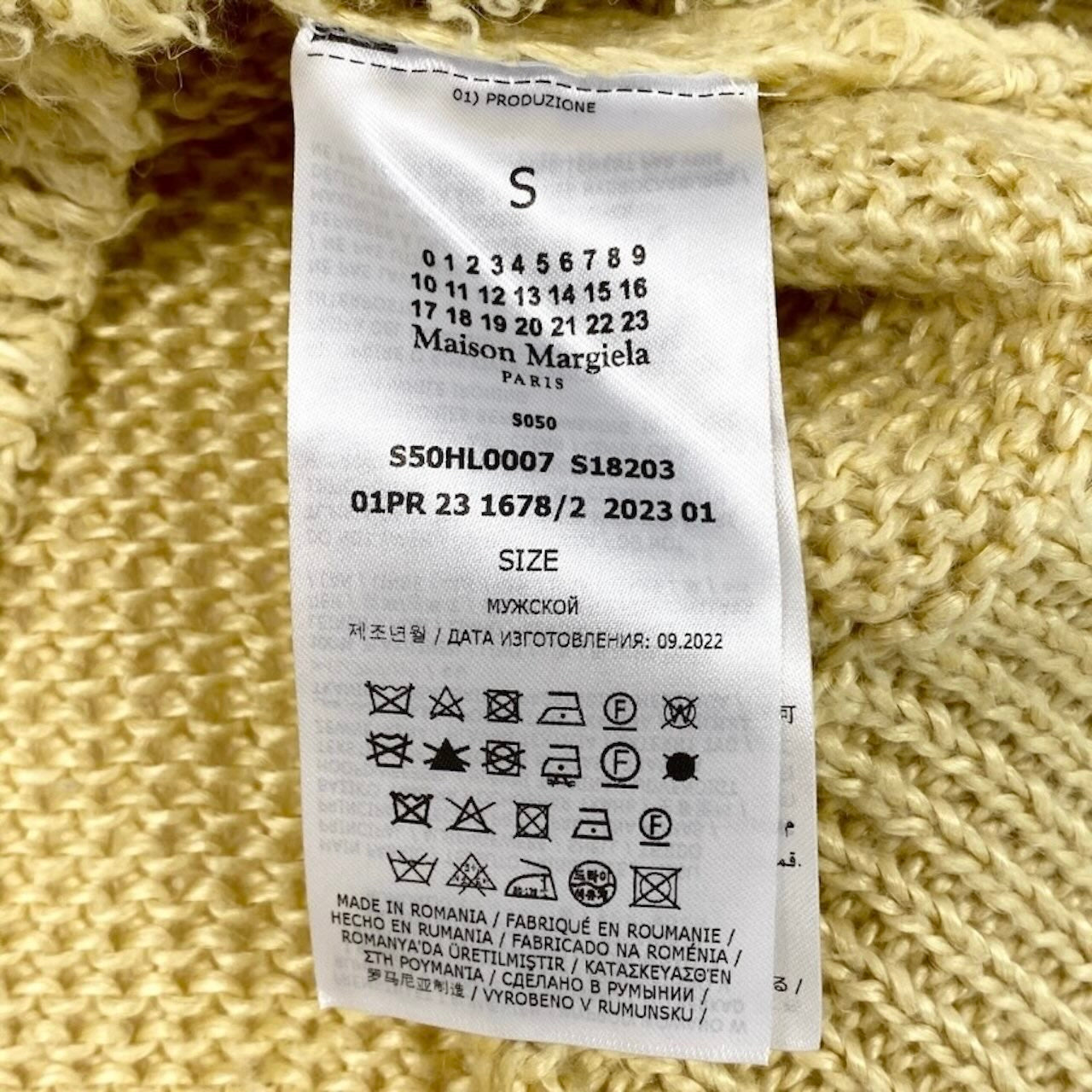 Maison Margiela メゾン マルジェラ オーバーサイズ ブラッシュドセーター ローゲージニット イエロー リネン S50HL0007 セーター メンズ AB