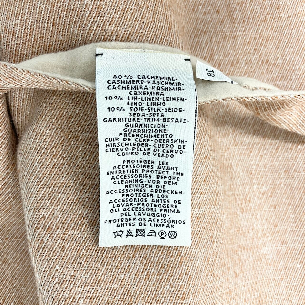 HERMES エルメス ダブルフェイス ラップコート スリーブレス ベージュ ピンクベージュ カシミヤ / ウール / シルク ロングコート レディース S