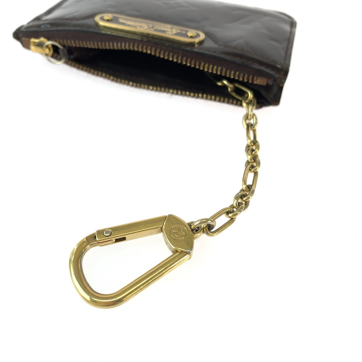 13295
LOUIS VUITTON ルイヴィトン モノグラム ヴェルニ ポシェット クレNM アラマント ボルドー ゴールド金具 パテントレザー M93557 コインケース キーリング付き レディース