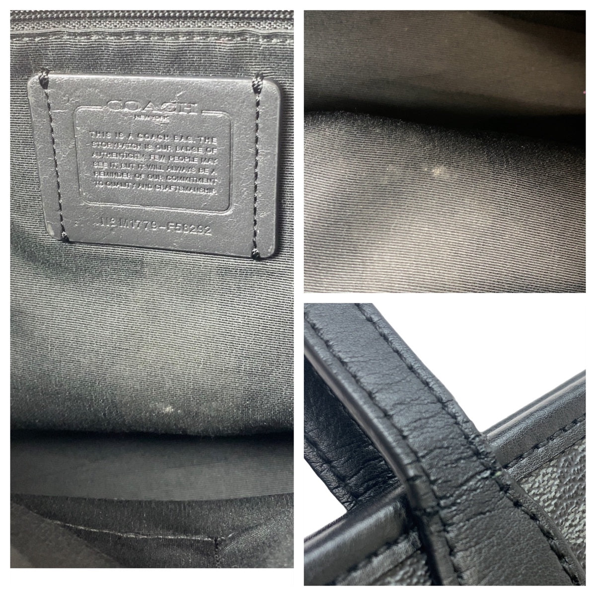 COACH コーチ シグネチャー ブラック グレー 黒 シルバー金具 PVC / レザー トートバッグ ショルダーバッグ 男女兼用 レディース