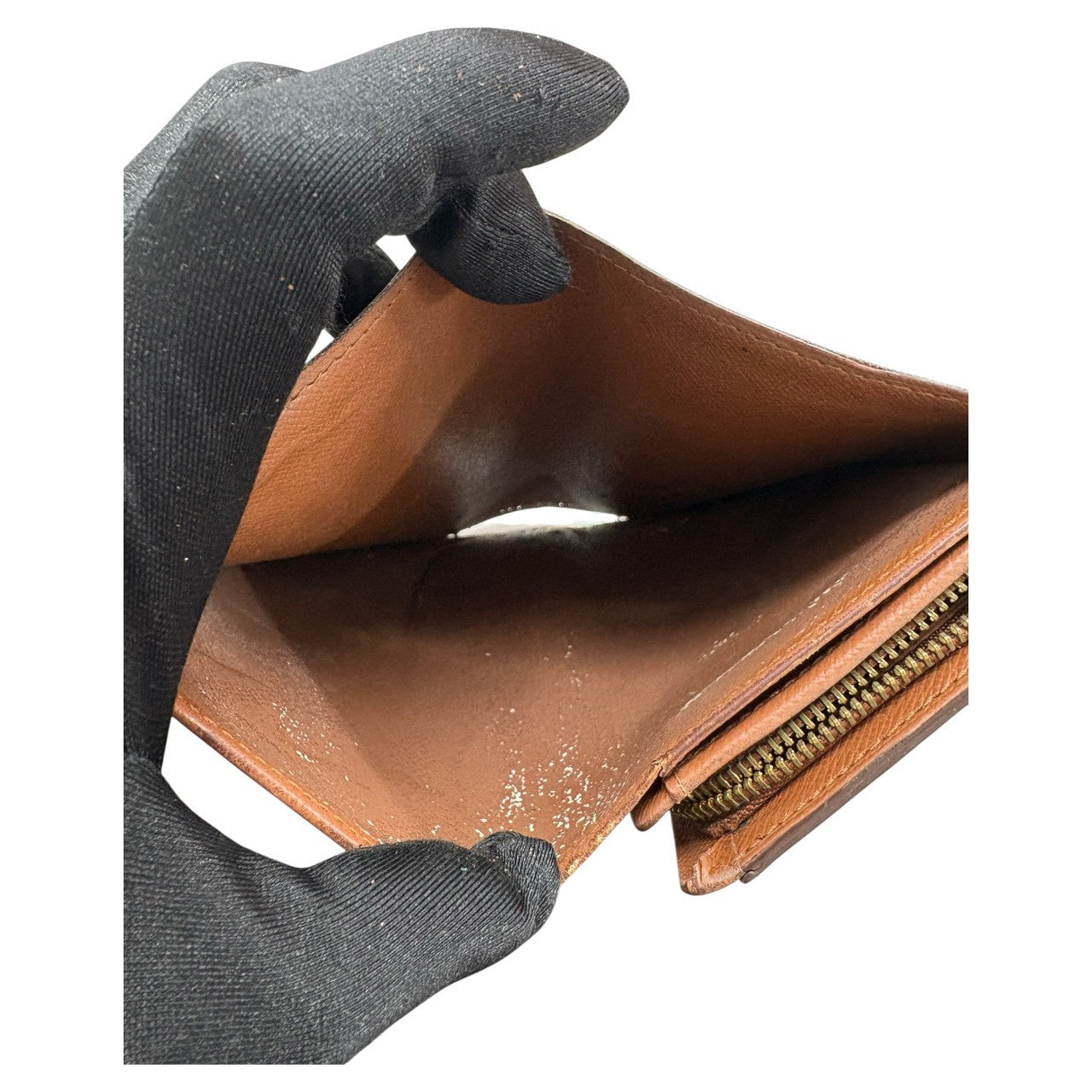 LOUIS VUITTON ルイヴィトン モノグラム ポルト モネ ビエ トレゾール ブラウン ゴールド金具 PVC / レザー M61730 二つ折り財布 レディース B