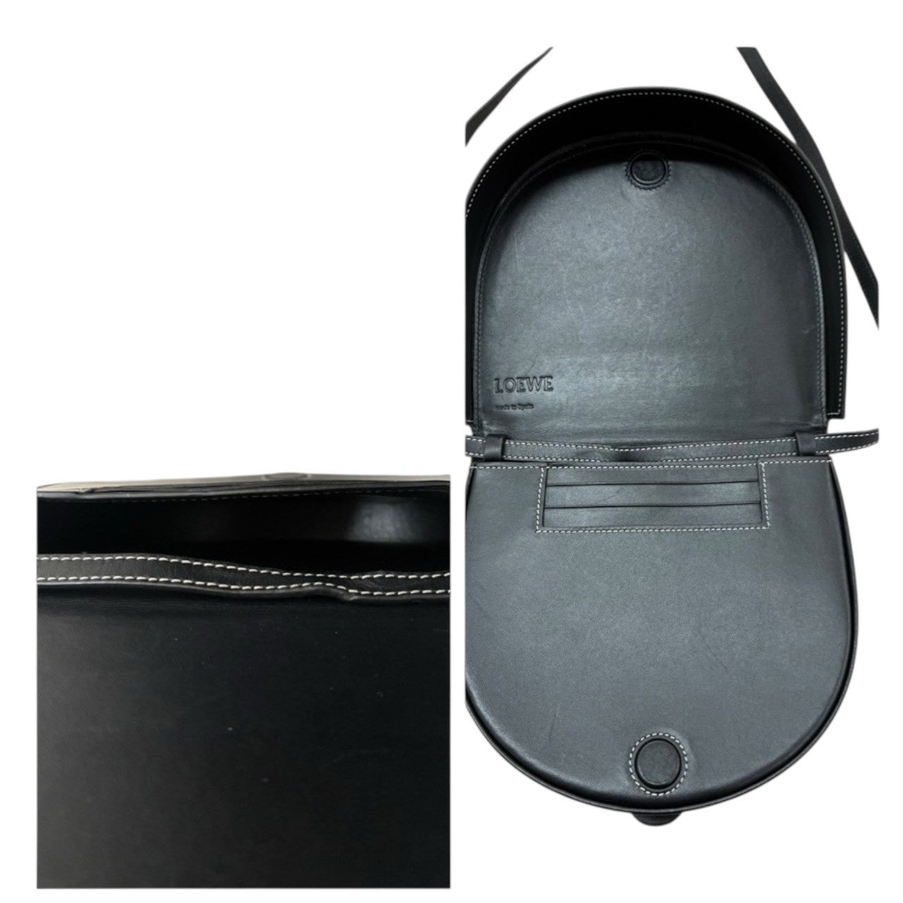 LOEWE Anagram Heel Pouch Black Leather 109.54.V01 Shoulder Bag Women's AB