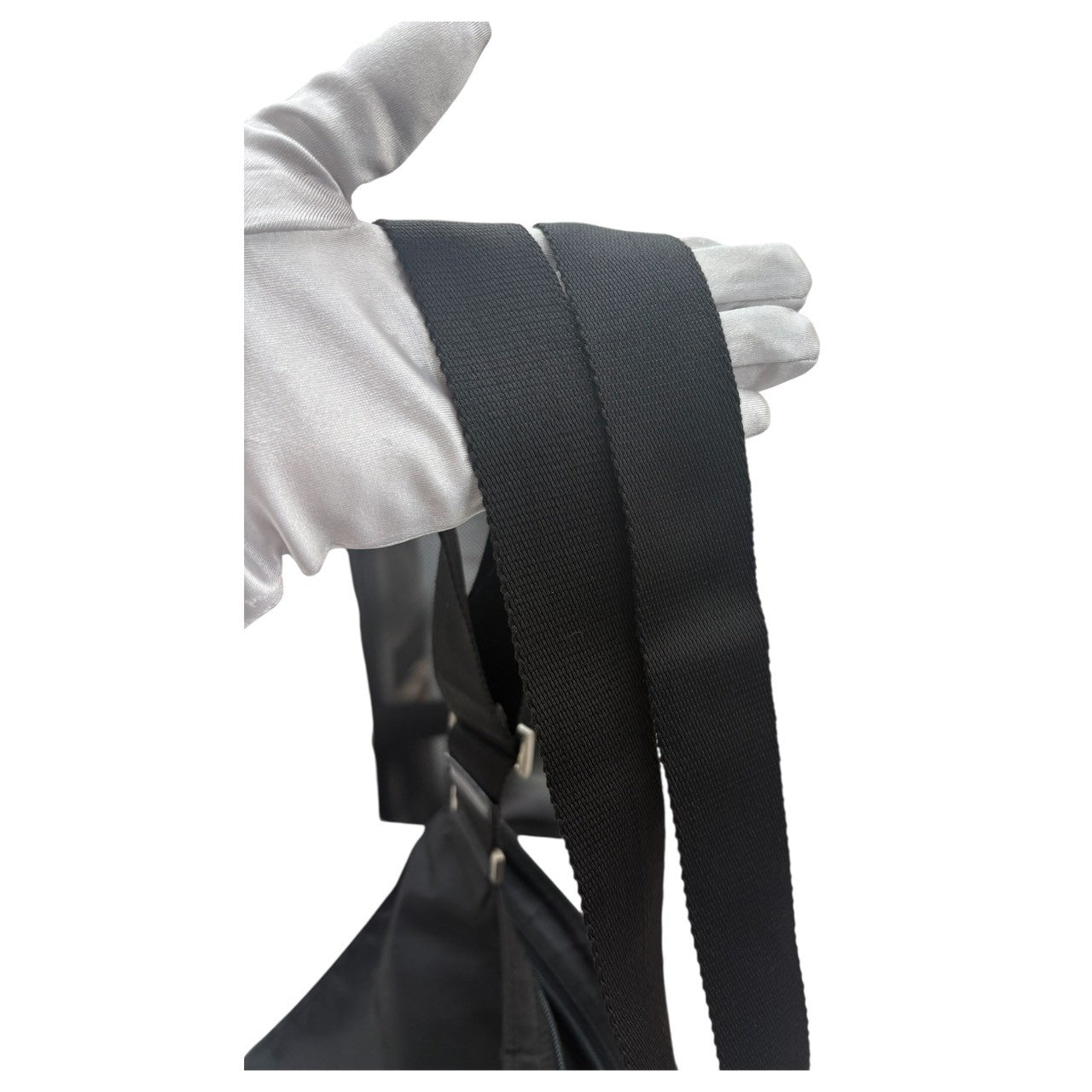 PRADA Tessuto Triangle Logo Black Silver Hardware Nylon Shoulder Bag Women's AB