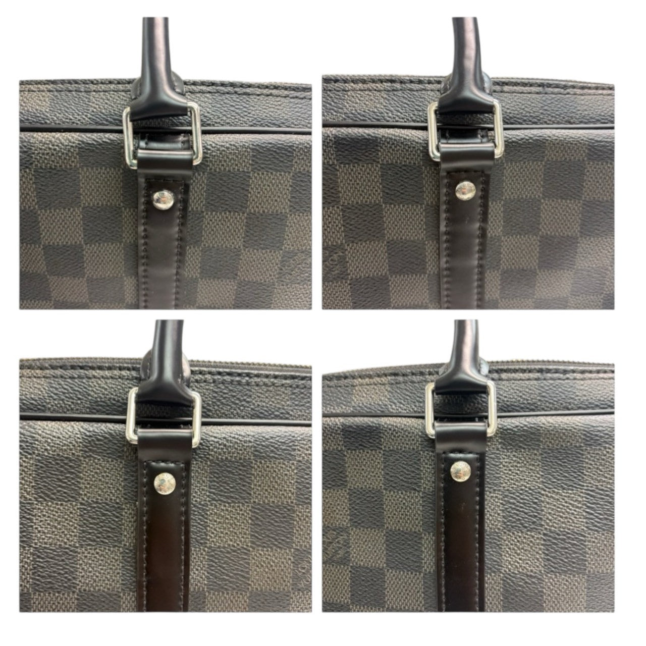 LOUIS VUITTON Louis Vuitton Damier Port Document Voyage Black Silver Hardware PVC / Leather N41125 Business Bag Handbag Men's SA