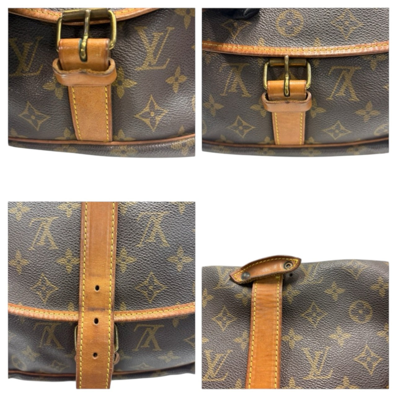 LOUIS VUITTON Monogram Saumur Brown Gold Hardware PVC / Leather M42254 Shoulder Bag Ladies B