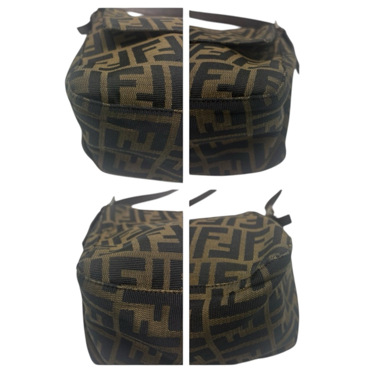 FENDI Zucca Mamma Bucket Brown Silver Hardware Canvas / Leather Shoulder Bag Ladies AB