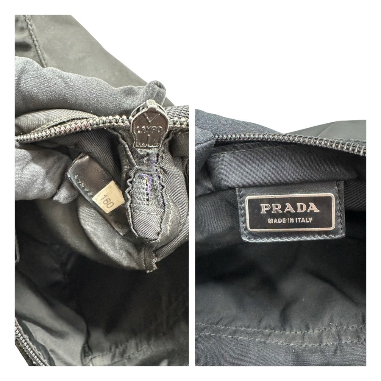 PRADA Tessuto Triangle Logo Black Silver Hardware Nylon Shoulder Bag Women's AB