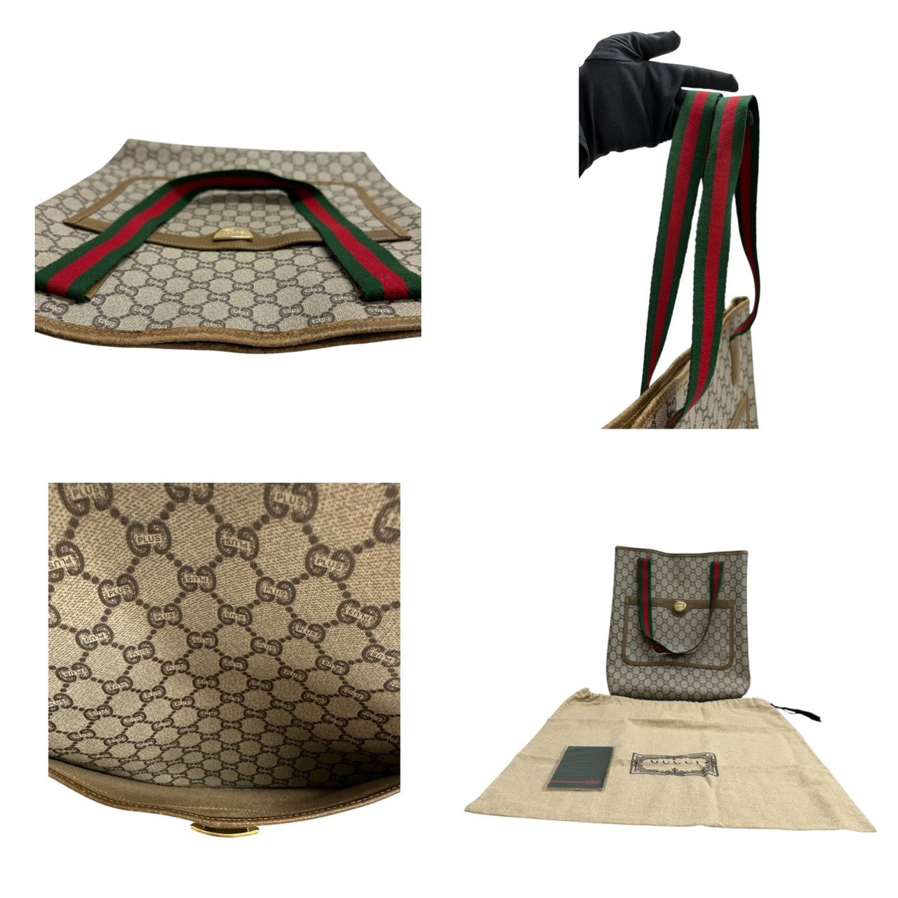 GUCCI グッチ GGプラス ブラウン GGスプリームキャンバス / レザー トートバッグ レディース AB
