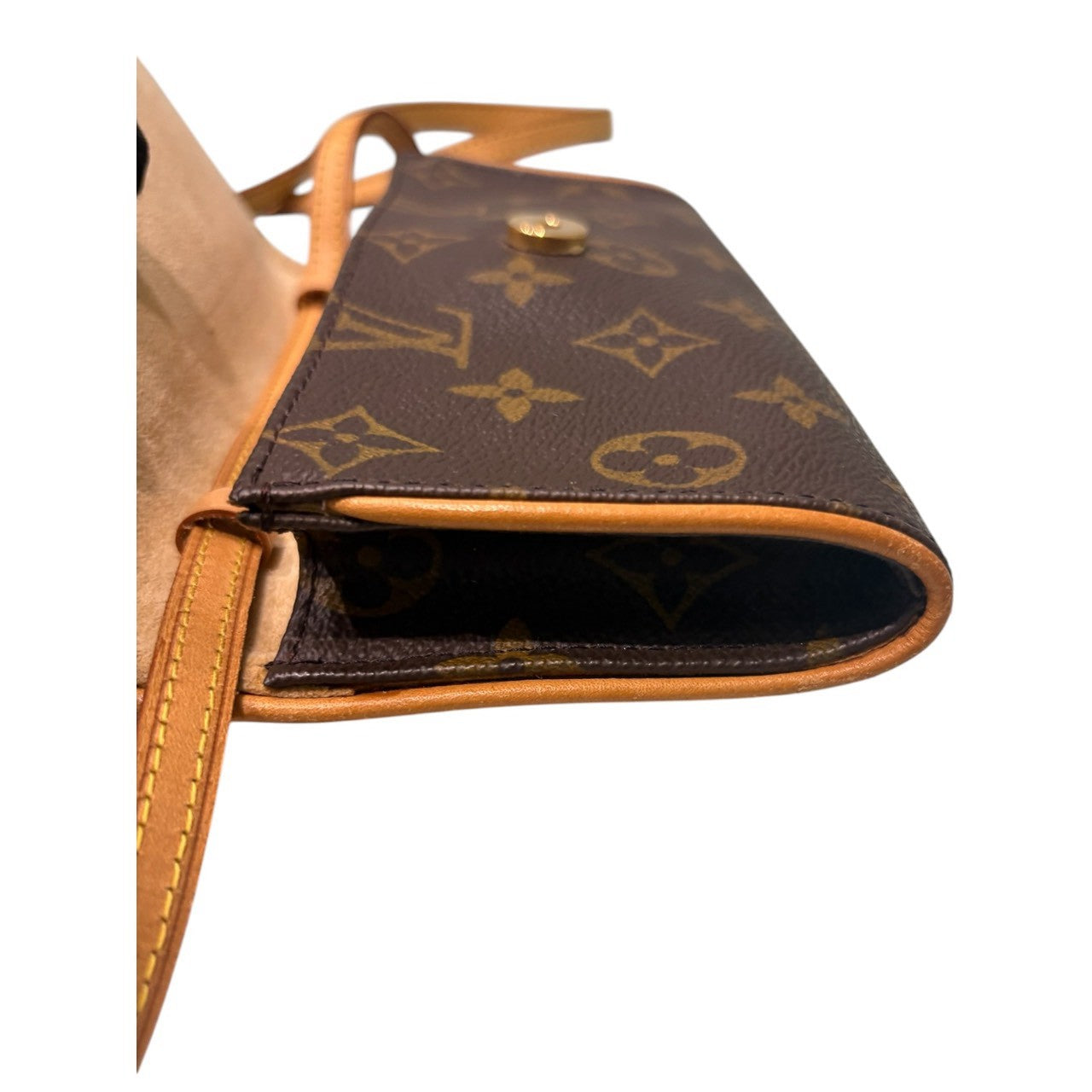 LOUIS VUITTON ルイヴィトン モノグラム ポシェット ツインPM ブラウン PVC / レザー M51854 ショルダーバッグ レディース AB