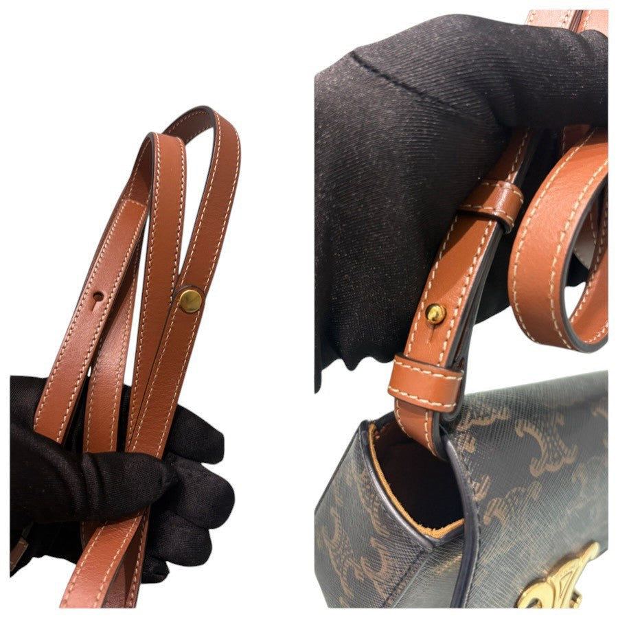 CELINE セリーヌ トリオンフ ブラウン ゴールド金具 PVC / レザー 10I512DQB.04LU ショルダーバッグ レディース AB