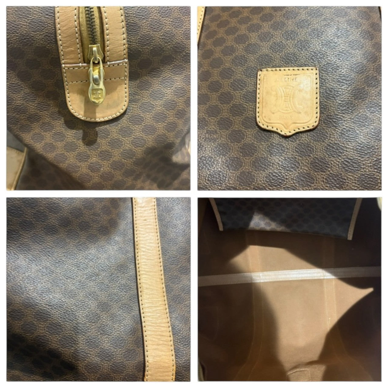 CELINE セリーヌ マカダム ブラウン PVC / レザー JM13 ボストンバッグ レディース B