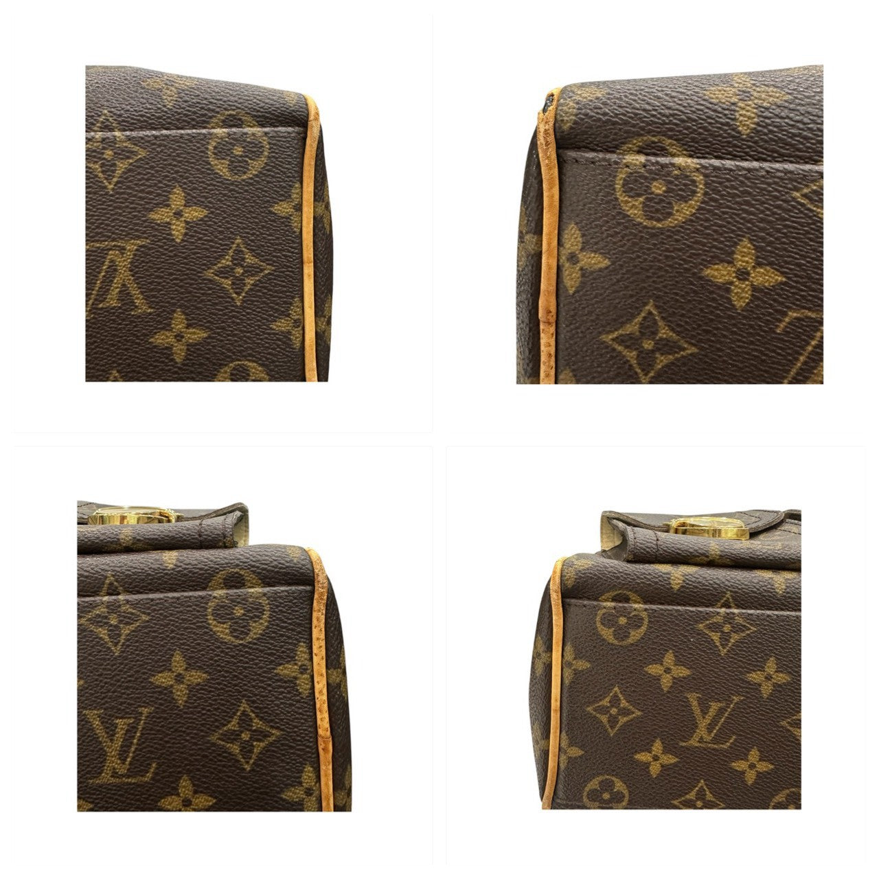 LOUIS VUITTON ルイヴィトン モノグラム マンハッタンPM ブラウン ゴールド金具 PVC / レザー M40026 ハンドバッグ レディース AB
