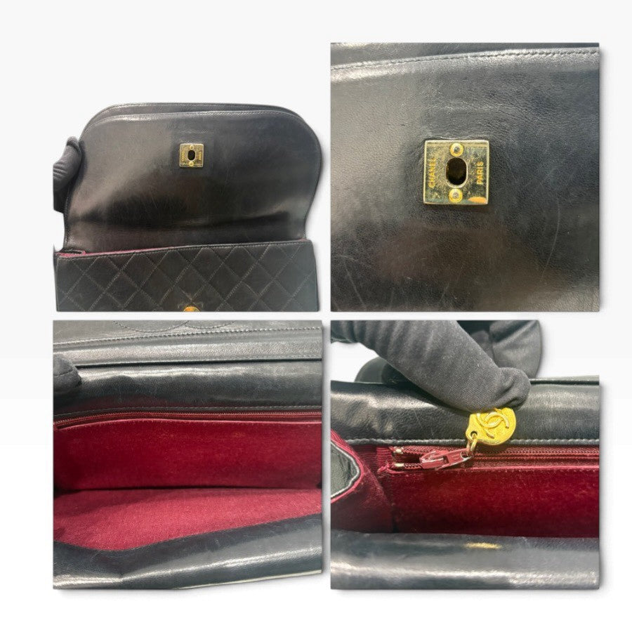 CHANEL シャネル マトラッセ ラムスキン ブラック ゴールド金具 レザー ショルダーバッグ レディース B