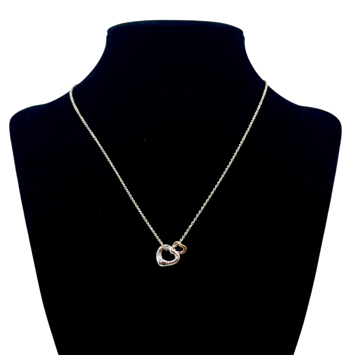 TIFFANY&Co. ティファニー エルサ ペレッティ ダブルオープンハート シルバー シルバー925 / K18PG ピンクゴールド ネックレス ペンダント アクセサリー ジュエリー レディース A