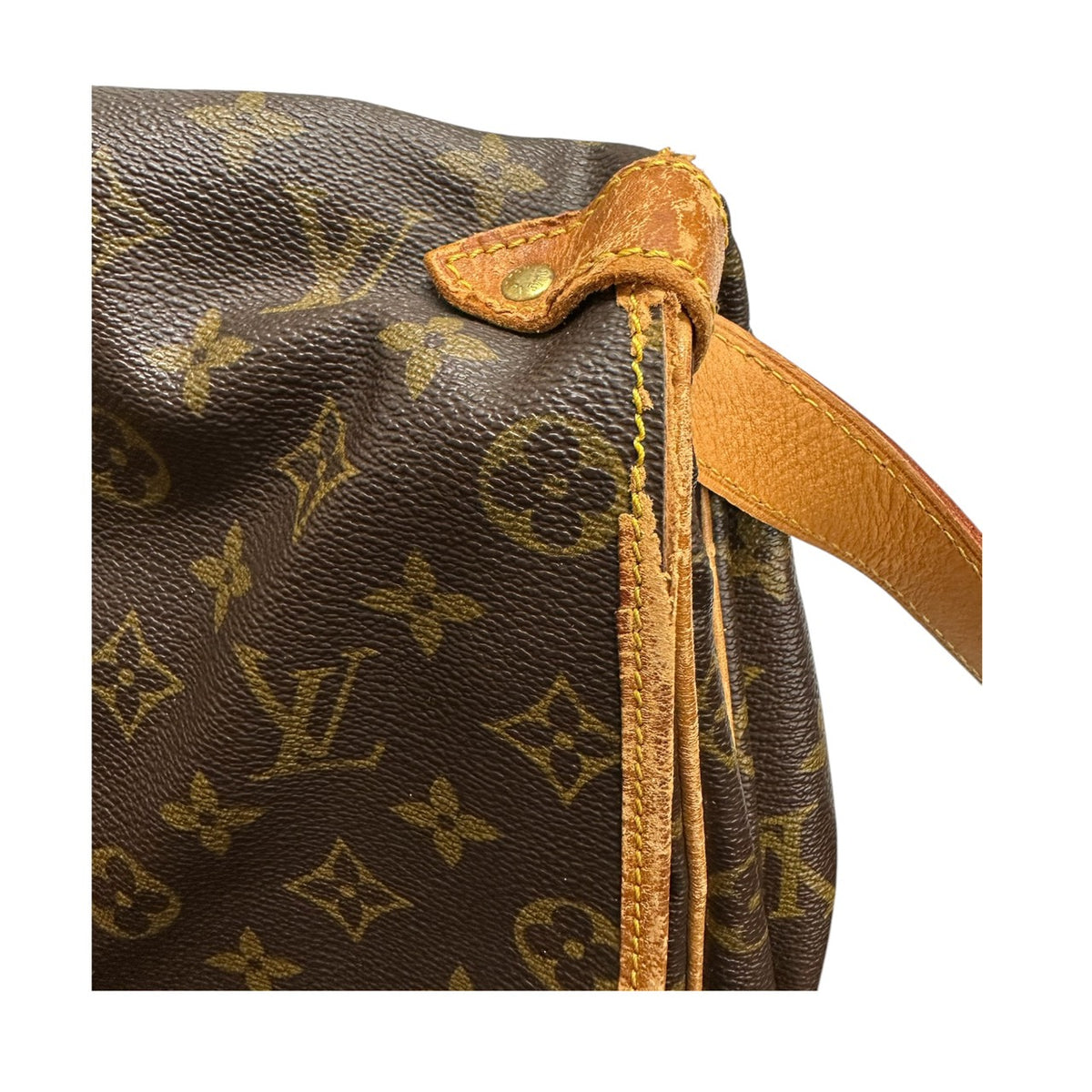 LOUIS VUITTON ルイヴィトン モノグラム ソミュール ブラウン ゴールド金具 PVC / レザー M42254 ショルダーバッグ レディース B