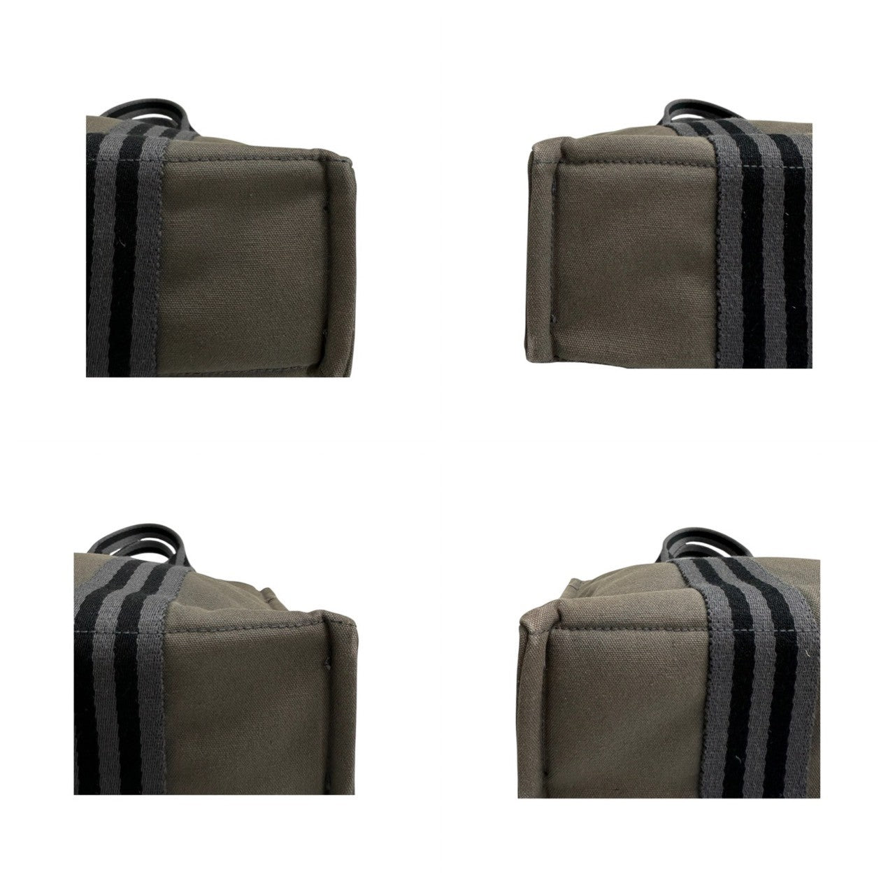 HERMES エルメス フールトゥ グレー ブラック キャンバス ハンドバッグ トートバッグ レディース A