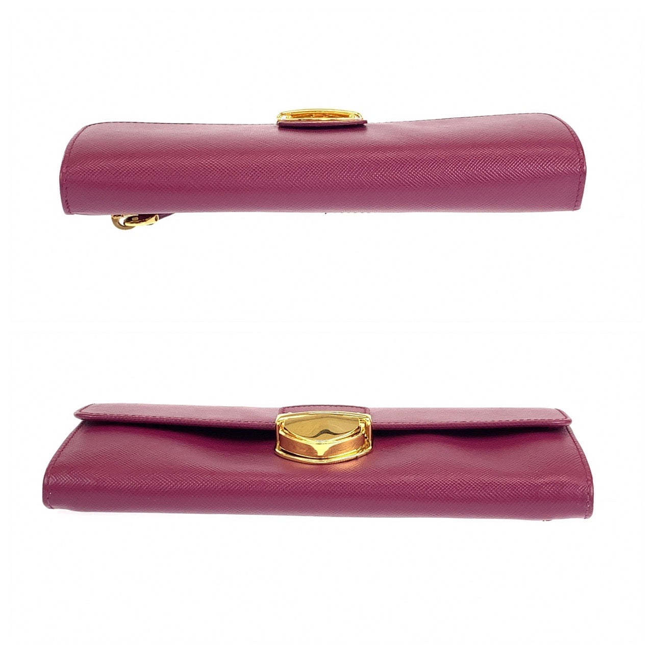 B-073
PRADA プラダ サフィアーノ パープル 紫 ゴールド金具 レザー 長財布 二つ折り長財布 レディース