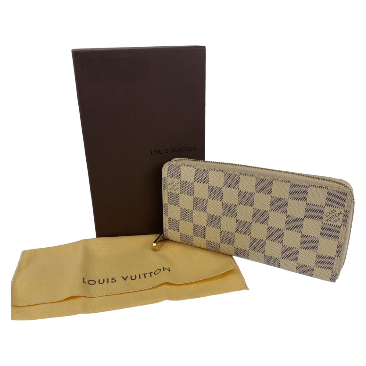 H-0125
LOUIS VUITTON ルイヴィトン ダミエ アズール ジッピーウォレット ホワイト 白 グレー PVC N60019 ラウンドファスナー 長財布 レディース