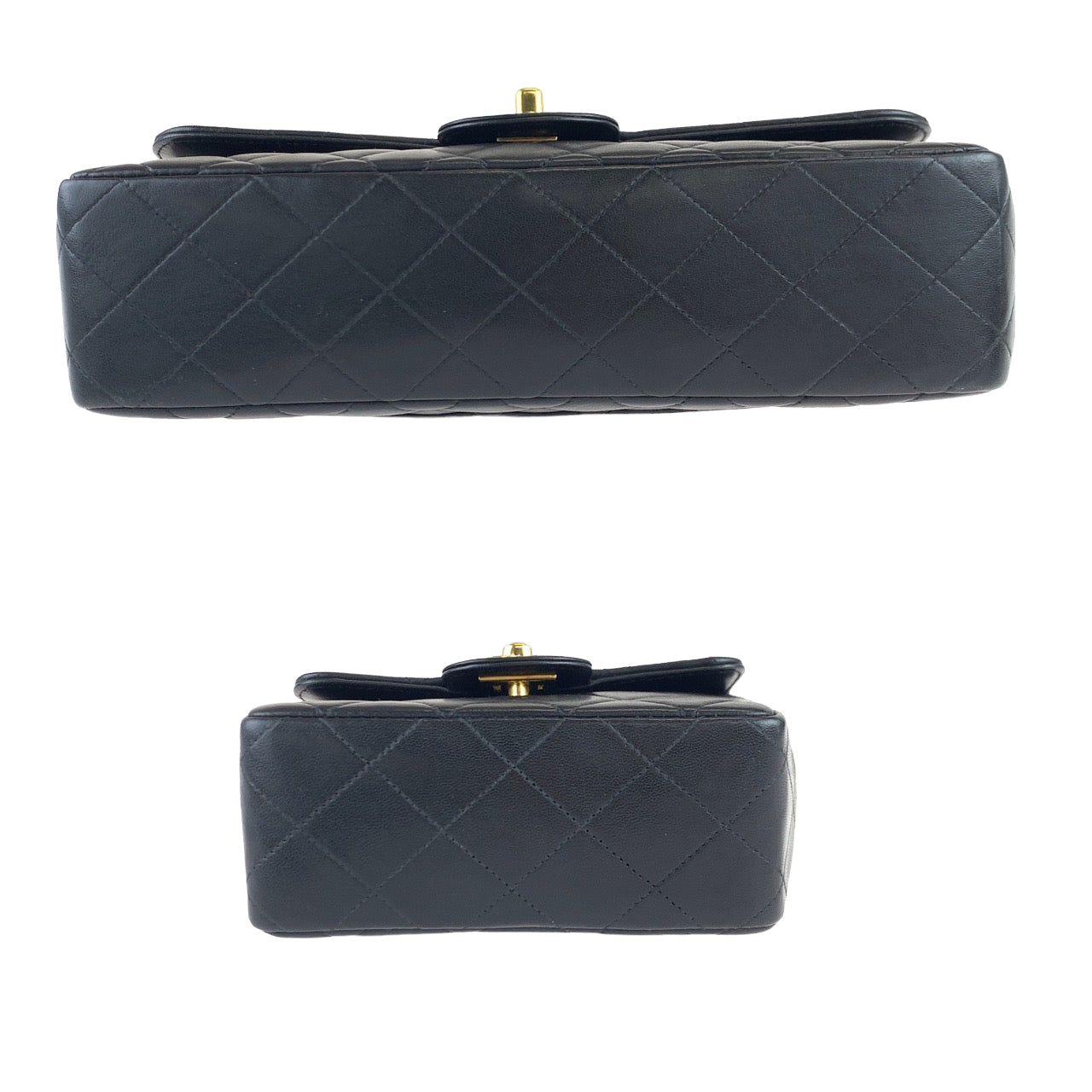 H-0154
CHANEL シャネル ヴィンテージ マトラッセ 親子バッグ ココマーク ターンロック ブラック 黒 ゴールド金具 ラムスキン ハンドバッグ レディース