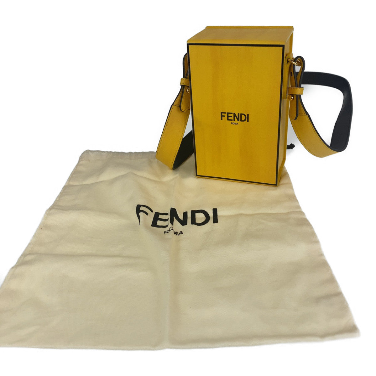 FENDI フェンディ ボックス型 イエロー 黄 ゴールド金具 レザー 7VA519-ADP6 ショルダーバッグ 斜め掛けバッグ レディース